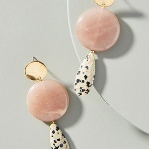 NWT Anthropologie Rose Quartz Jasper Drop Earrings